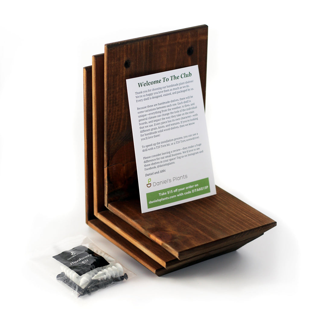 Wall Mounted Solid Wood Plant Shelf | Woodland Brown (Set of 3)