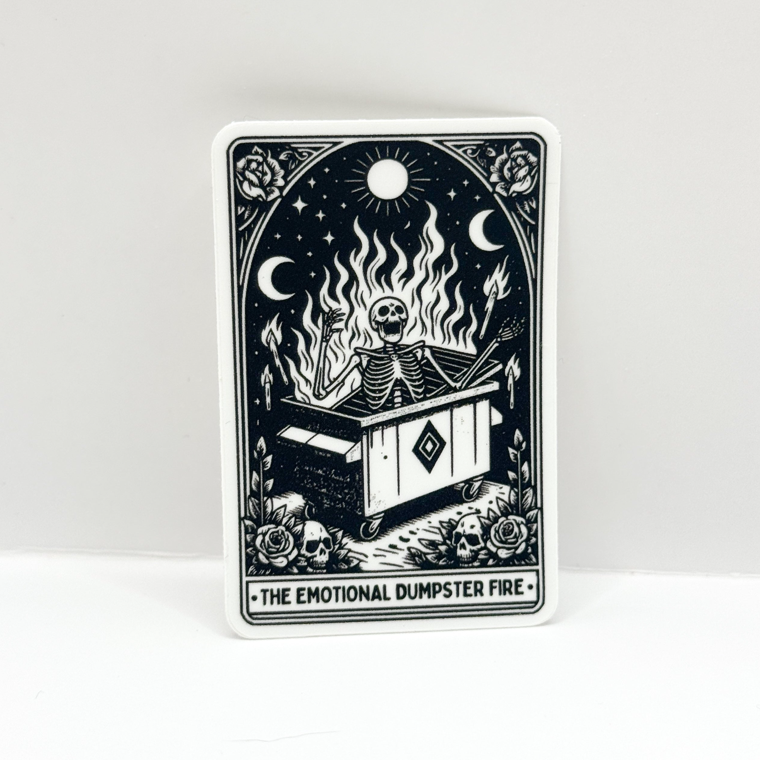 Dumpster Fire Tarot Card | Matte Vinyl Die Cut Sticker