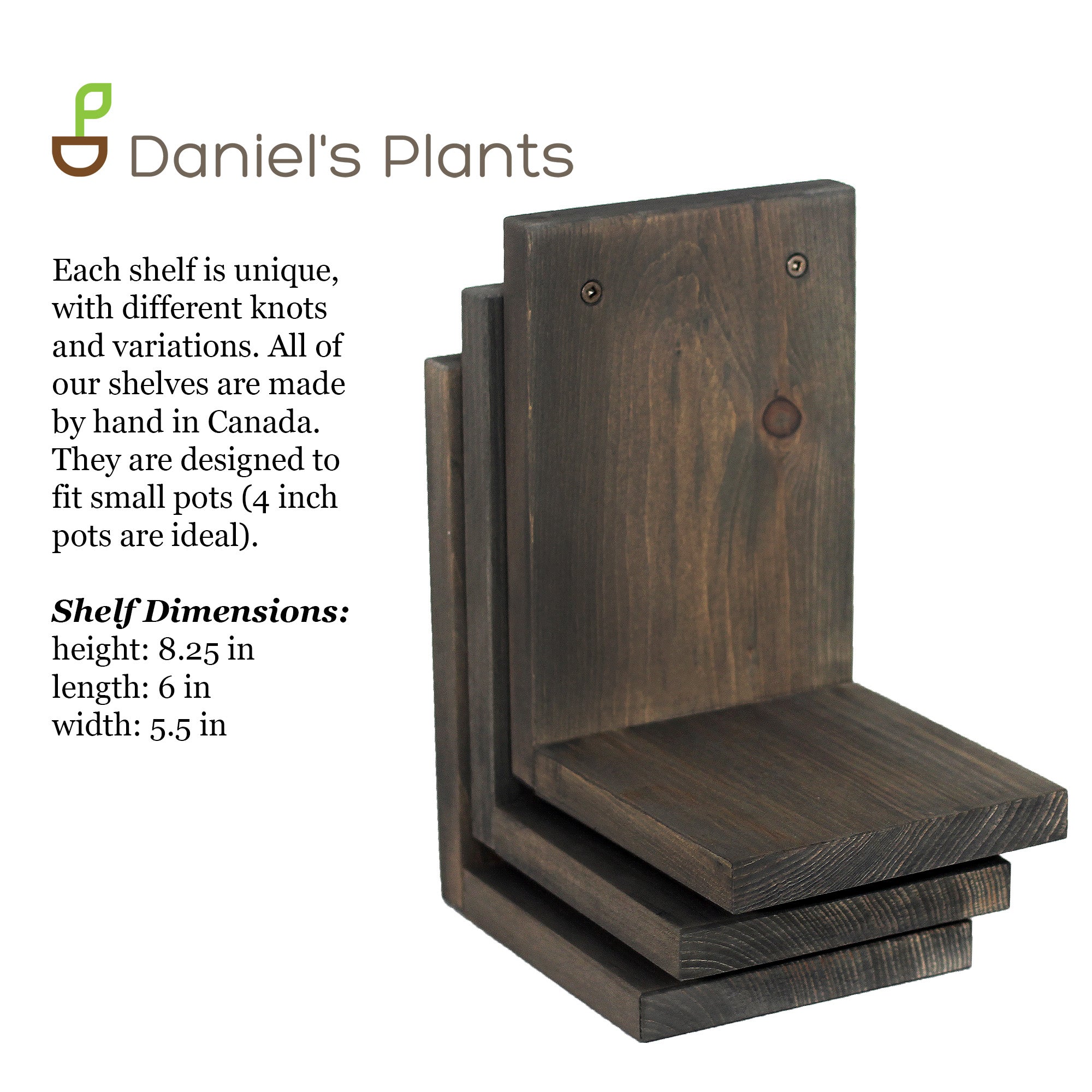 Wall Mounted Solid Wood Plant Shelf | Dusk Grey (Set of 3)