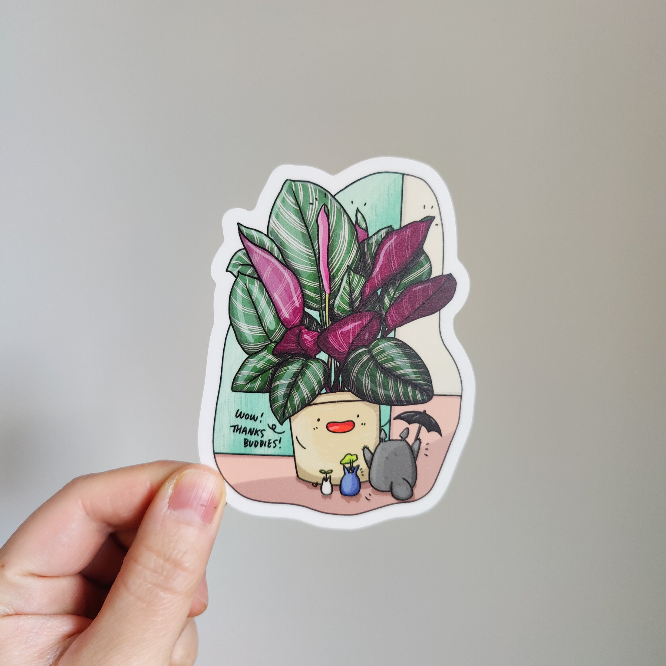 Calathea and Totoro | 4" Vinyl Sticker