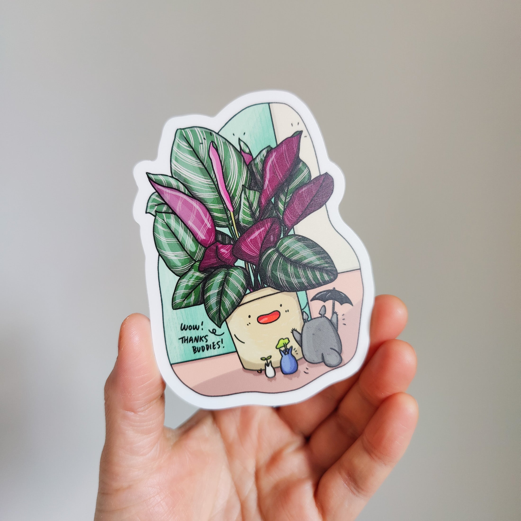 Calathea and Totoro | 4" Vinyl Sticker