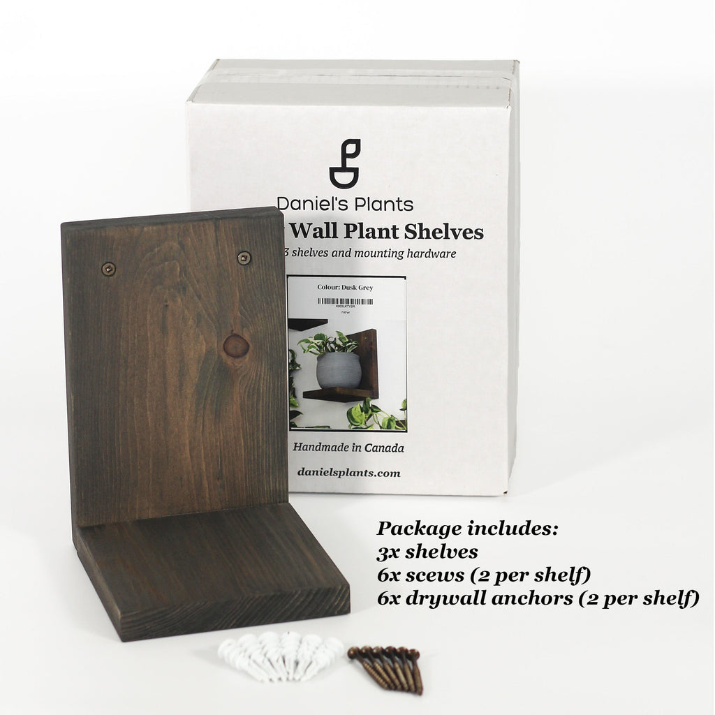 Wall Mounted Solid Wood Plant Shelf | Dusk Grey (Set of 3)