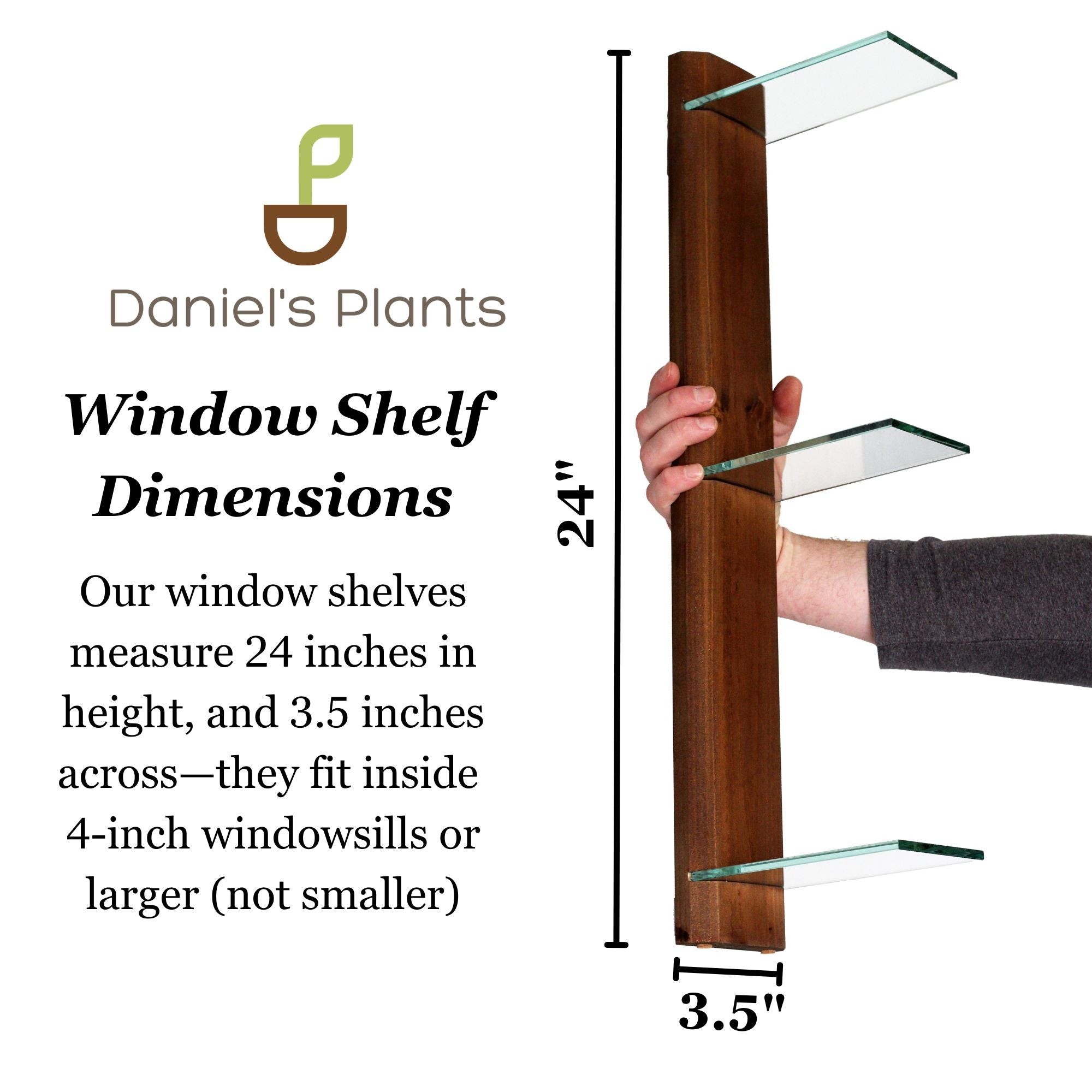 Renter-Friendly Window Shelf | Woodland Brown + Tempered Glass