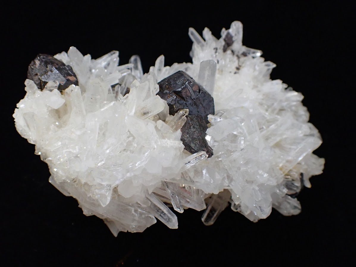 Black Pyrite with Quartz Cluster | Fengjiashan Mine, China