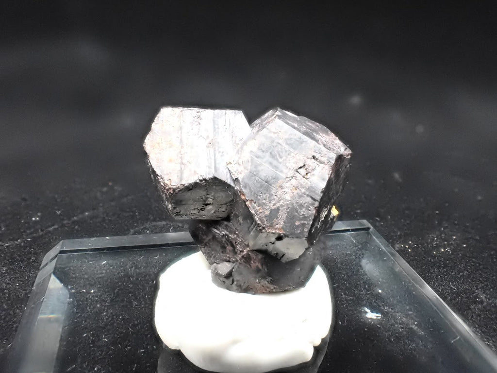 Black Pyrite with Quartz – Miniature Twinned Cluster (8g)