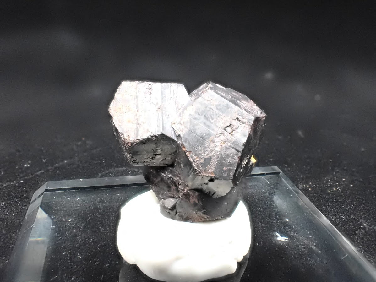 Black Pyrite with Quartz – Miniature Twinned Cluster (8g)