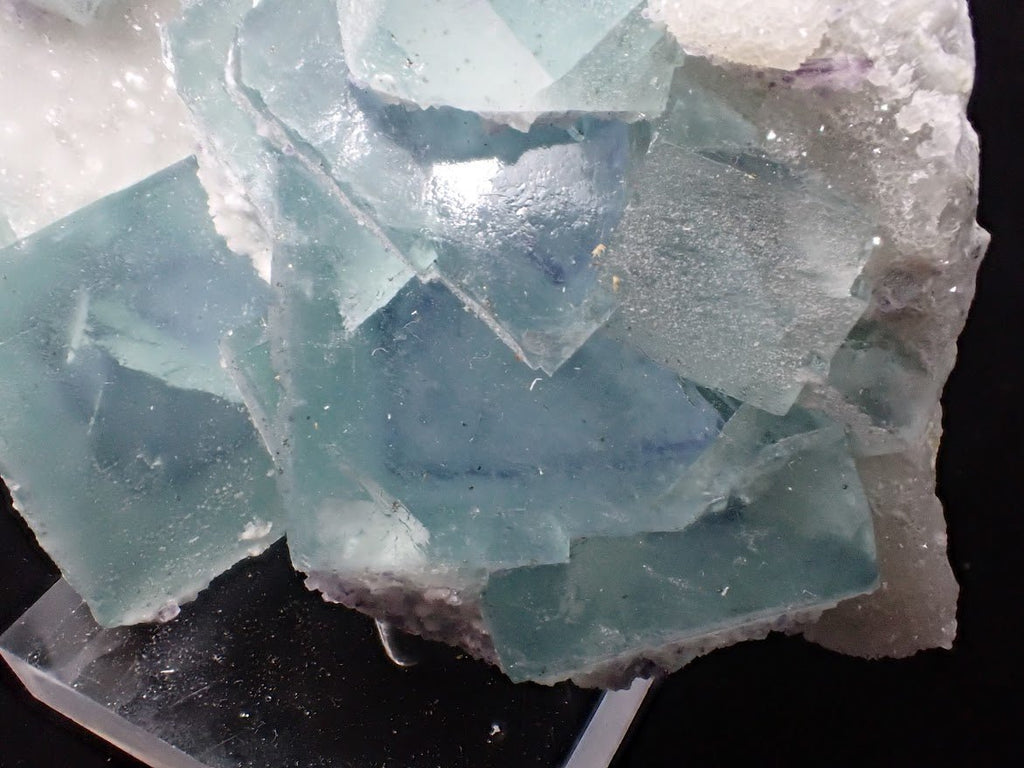 Blue Jelly Fluorite with Phantom on Druzy Quartz | UV Reactive | YGX, China