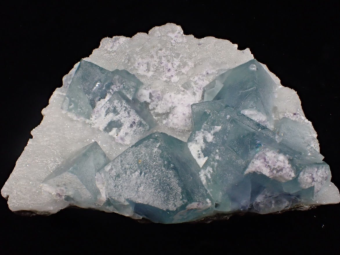 Blue Jelly Fluorite with Phantom on Druzy Quartz | UV Reactive | YGX, China