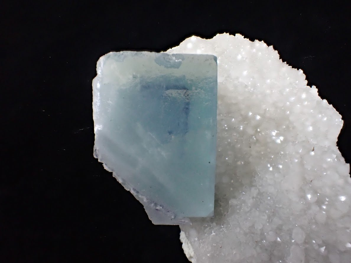 Blue Jelly Fluorite with Phantom on Quartz Matrix | Yaogangxian Mine, China