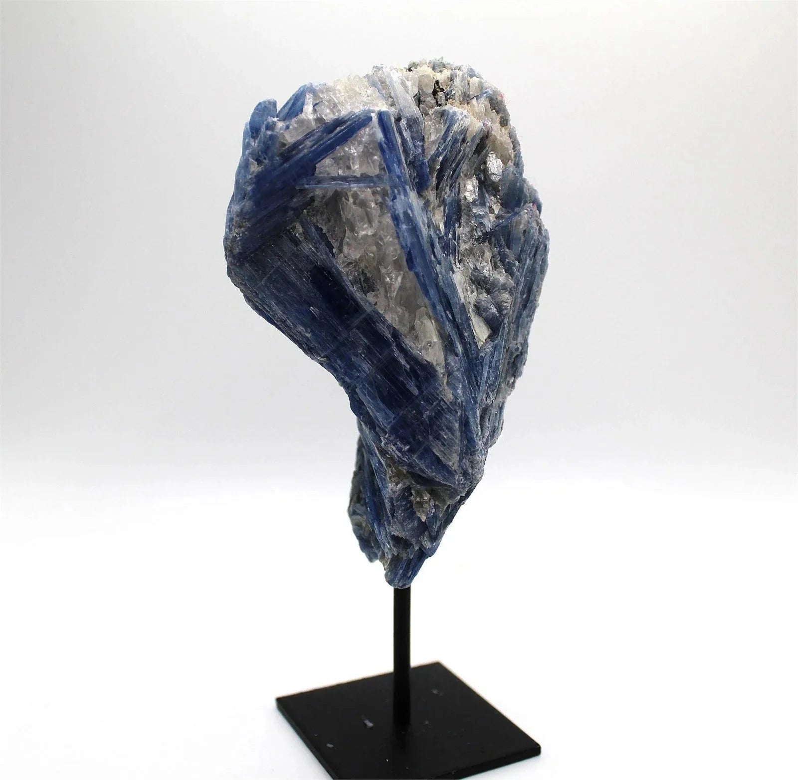 Blue Kyanite on Metal Stand – Gem-Quality Crystal from Brazil