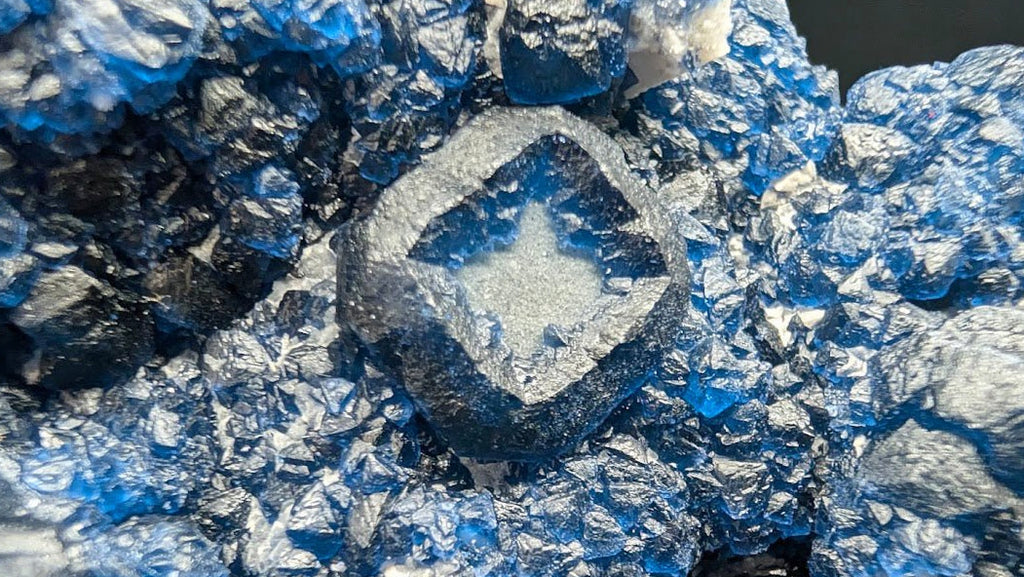 Blueberry Fluorite with Cubic "Window" Formation | Specimen | Inner Mongolia