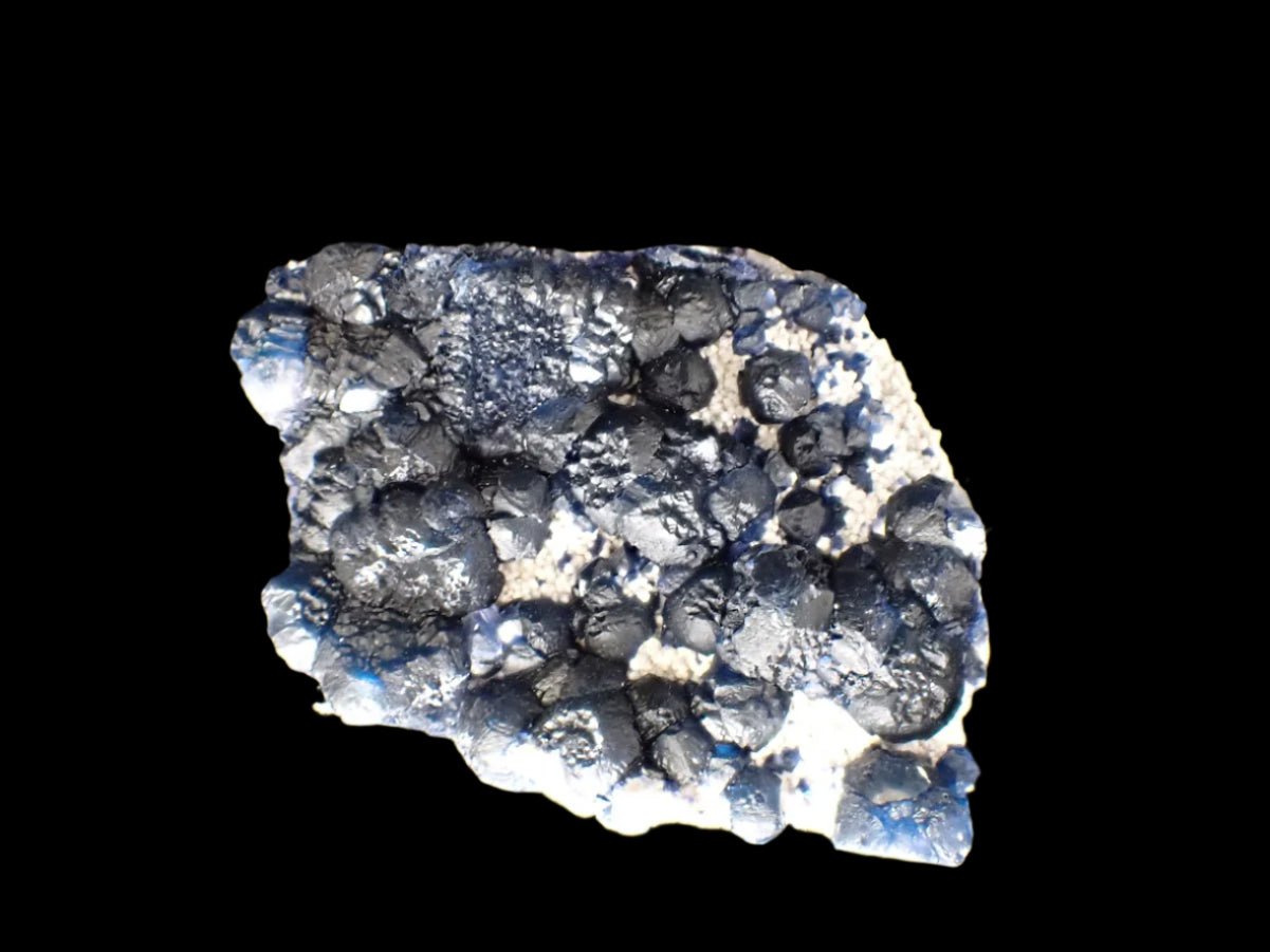 Botryoidal Blueberry Fluorite on White Matrix – Huanggang Mine, Inner Mongolia 5 x 3 inches 353 grams