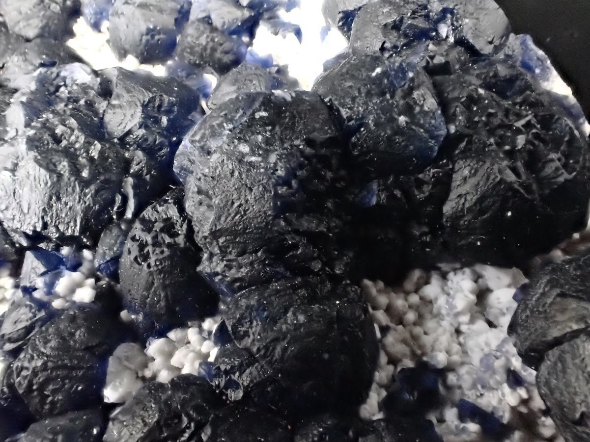 Botryoidal Blueberry Fluorite on White Matrix – Huanggang Mine, Inner Mongolia 5 x 3 inches 353 grams