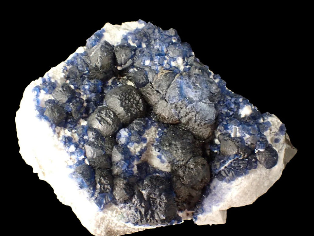 Botryoidal Blueberry Fluorite with Sharp Crystal Zoning Huanggang Mine, Inner Mongolia 3.5 x 3 inches 276 grams