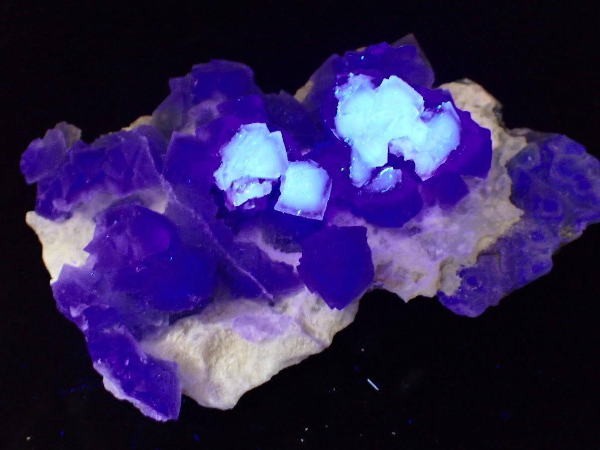 De’an Fluorite Cluster – Green and Purple UV Reactive, Jiangxi Province, China