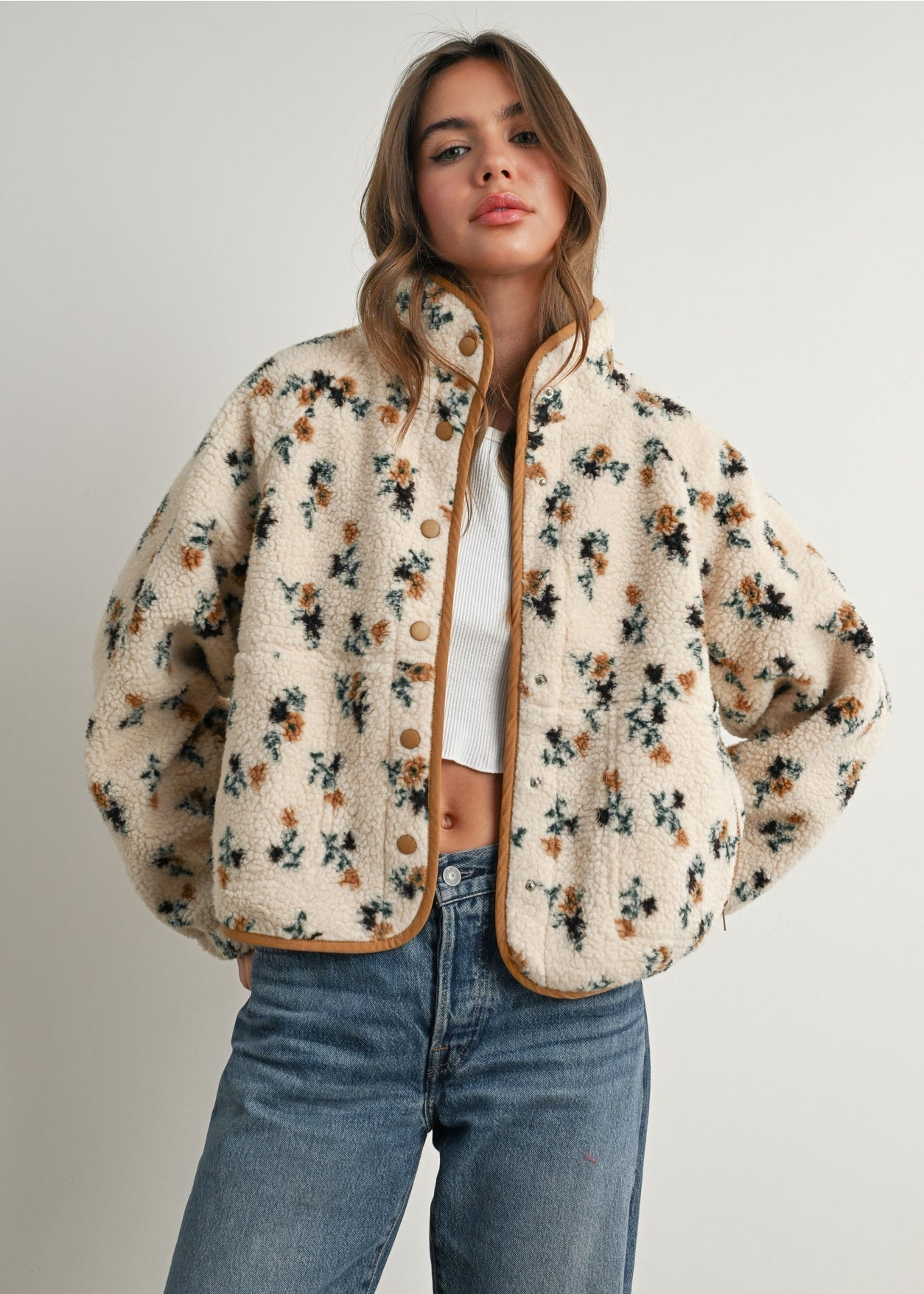 Floral Print | Fluffy Jacket