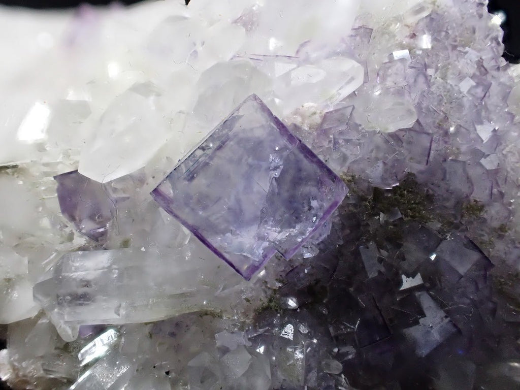 Fluorite on Quartz with Chlorite | UV Reactive | Yaogangxian Mine, China