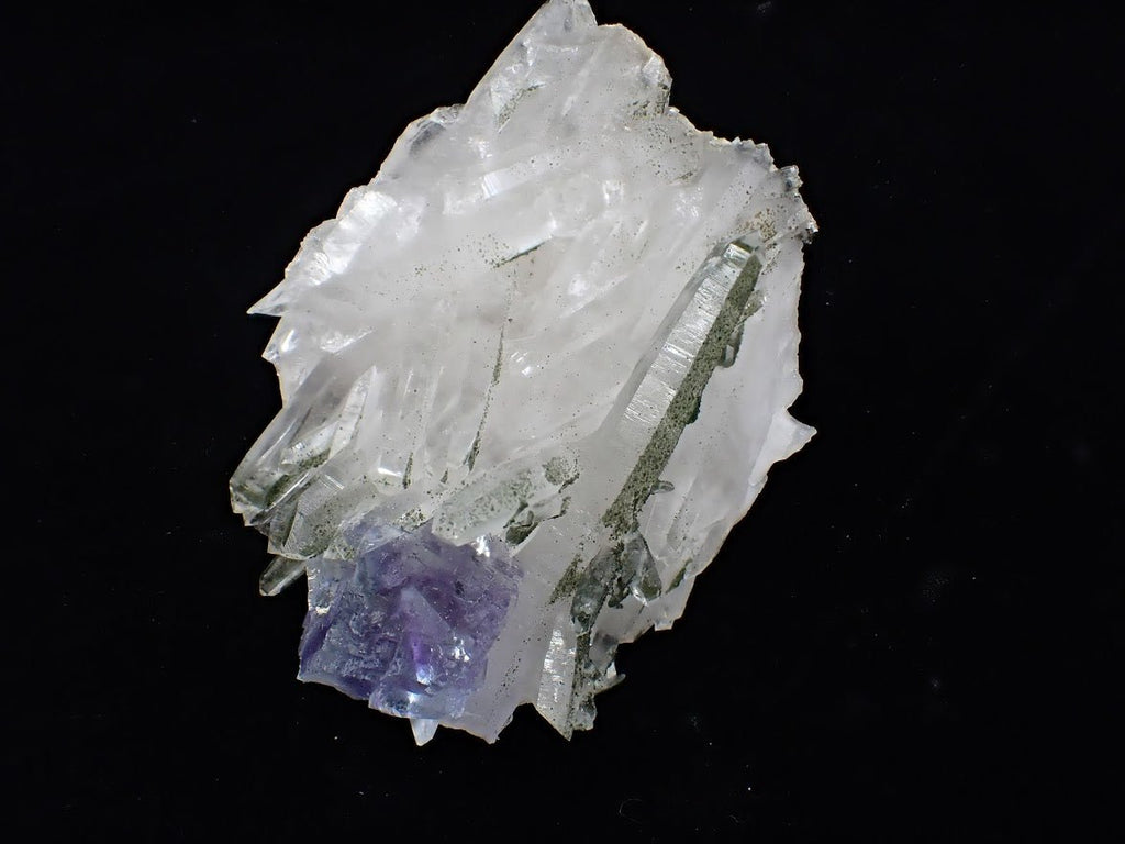 Fluorite on Quartz with Chlorite Inclusions + Pyrite | Yaogangxian, China