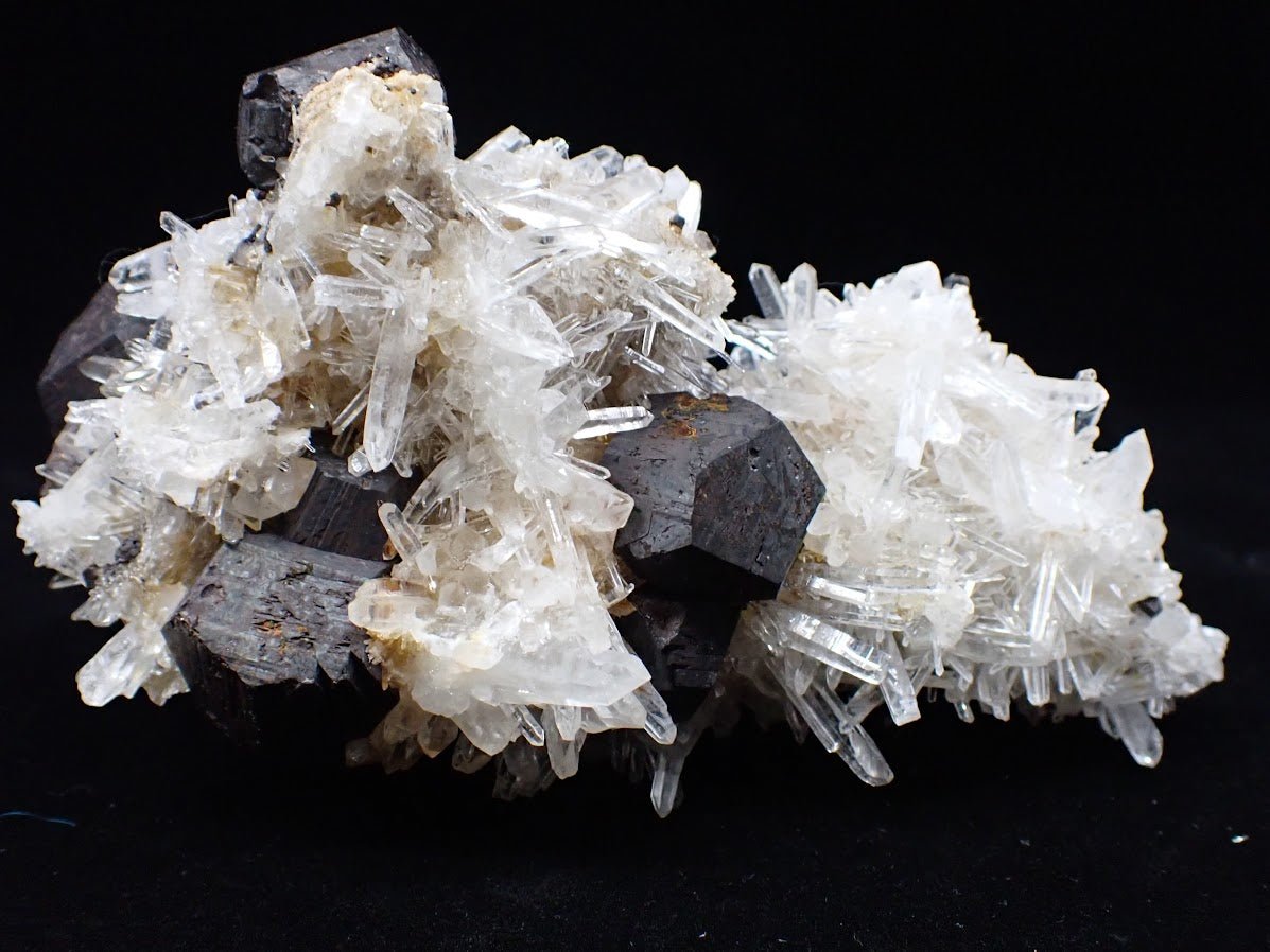 Large Black Pyrite + Quartz Cluster | Fengjiashan Mine, China