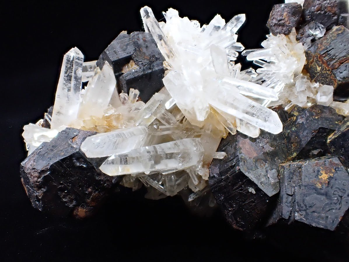 Large Black Pyrite + Quartz Cluster | Fengjiashan Mine, China