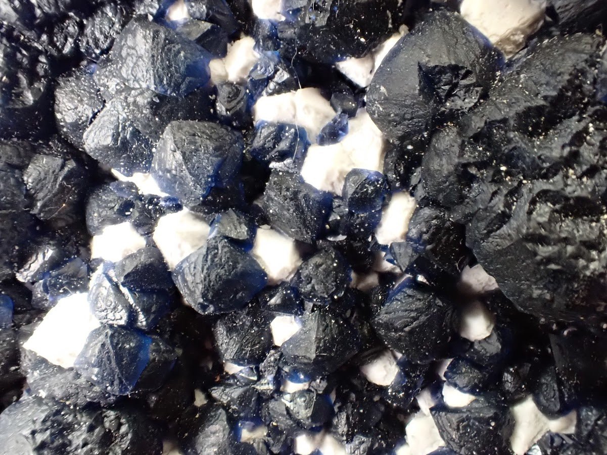 Large Blueberry Fluorite with Sparkling White Matrix Huanggang Mine, Inner Mongolia 4.5 x 4.5 inches 601 grams