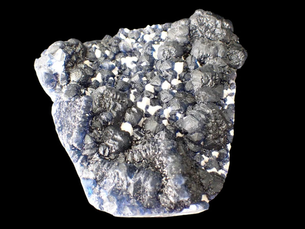 Large Blueberry Fluorite with Sparkling White Matrix Huanggang Mine, Inner Mongolia 4.5 x 4.5 inches 601 grams