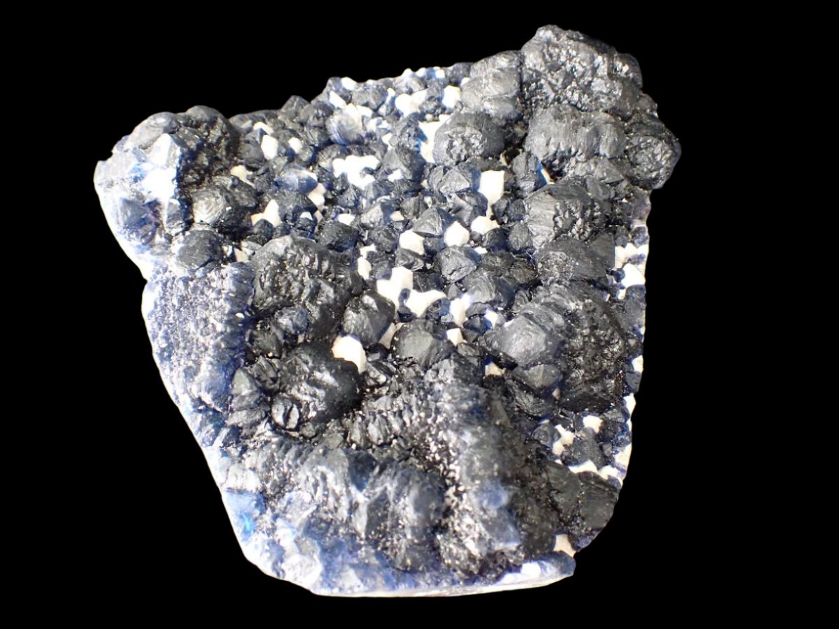 Large Blueberry Fluorite with Sparkling White Matrix Huanggang Mine, Inner Mongolia 4.5 x 4.5 inches 601 grams