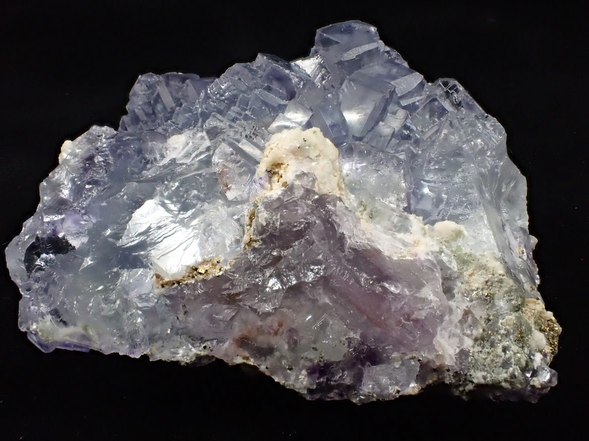 Lavender Fluorite Cluster with Barite + Pyrite | YGX Mine, China
