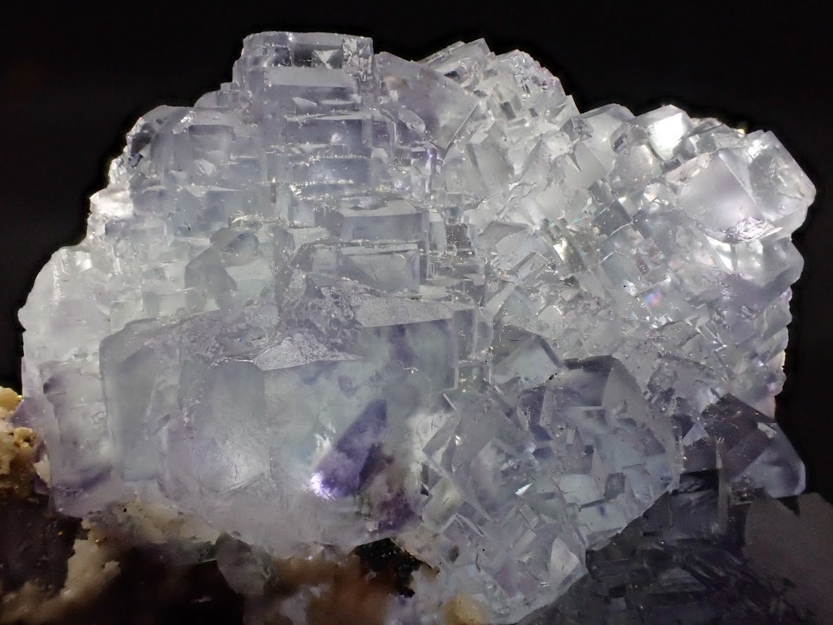 Lavender Fluorite Cluster with Barite + Pyrite | YGX Mine, China