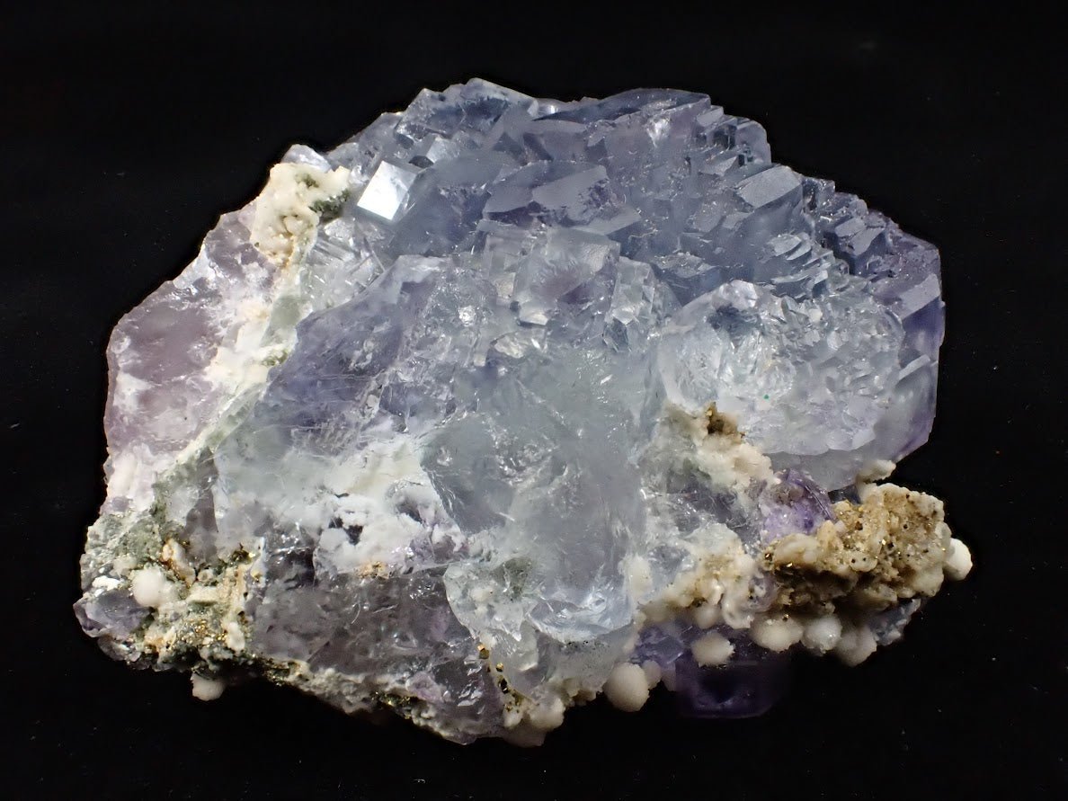 Lavender Fluorite Cluster with Barite + Pyrite | YGX Mine, China