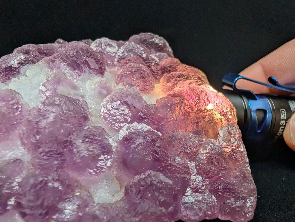 Pink-Purple Bubble Fluorite with Blue Chalcedony - Zhejiang, China