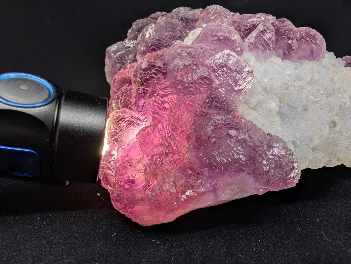 Pink-Purple Bubble Fluorite with Blue Chalcedony - Zhejiang, China