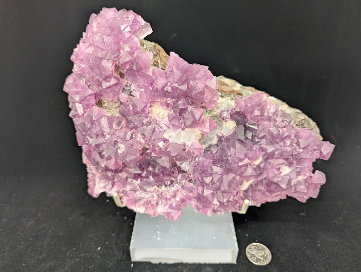 Pink-Purple Octahedral Fluorite with Pyrite, Quartz + Calcite | Zhejiang, China