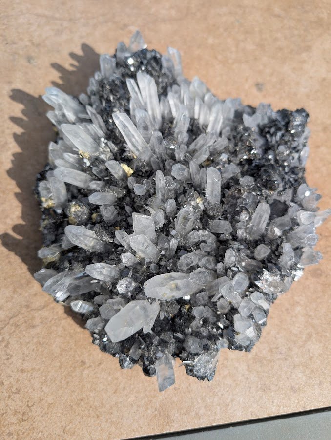 Quartz + Pyrite on Sphalerite | Krushkov Dolming, Bulgaria