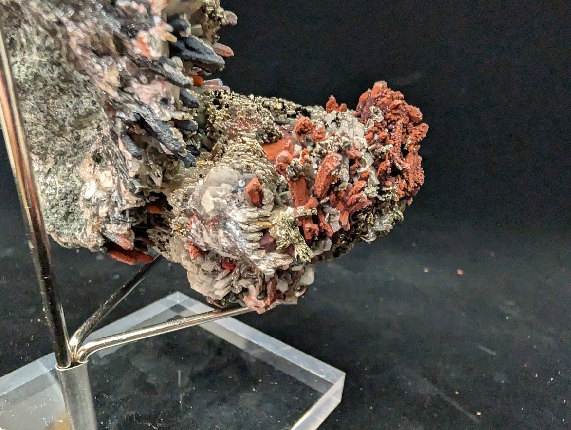Red Hematite + Quartz with Pyrite | Specimen | UV Reactive | China
