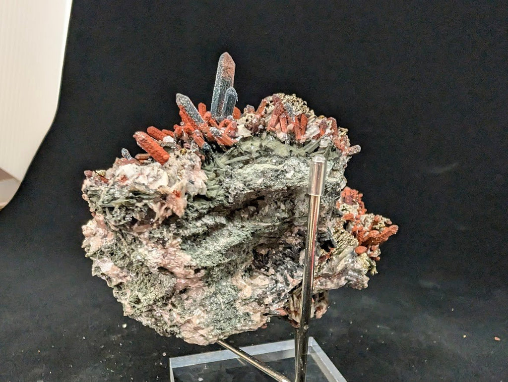 Red Hematite + Quartz with Pyrite | Specimen | UV Reactive | China