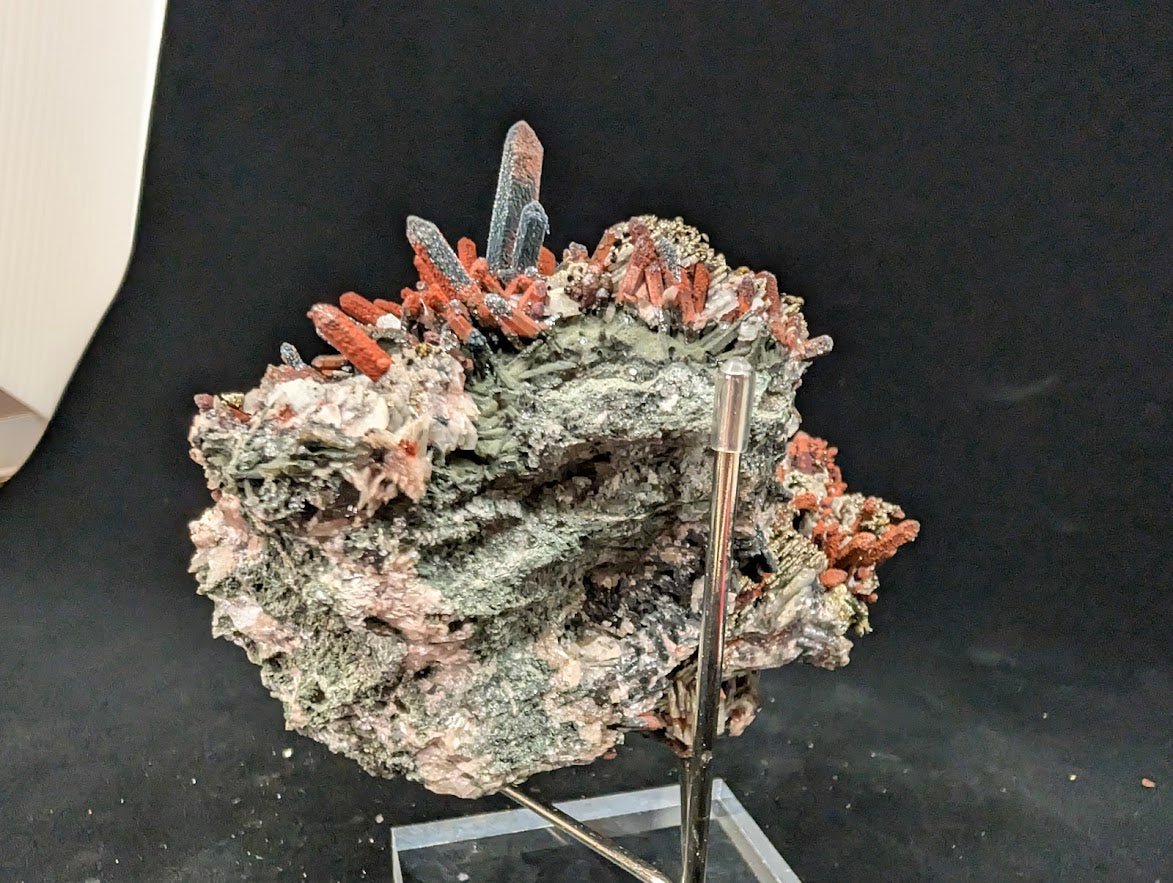 Red Hematite + Quartz with Pyrite | Specimen | UV Reactive | China