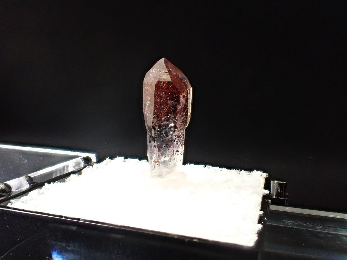 Red Phantom Quartz with Hematite Inclusions – High Clarity Crystal Specimen (19mm)