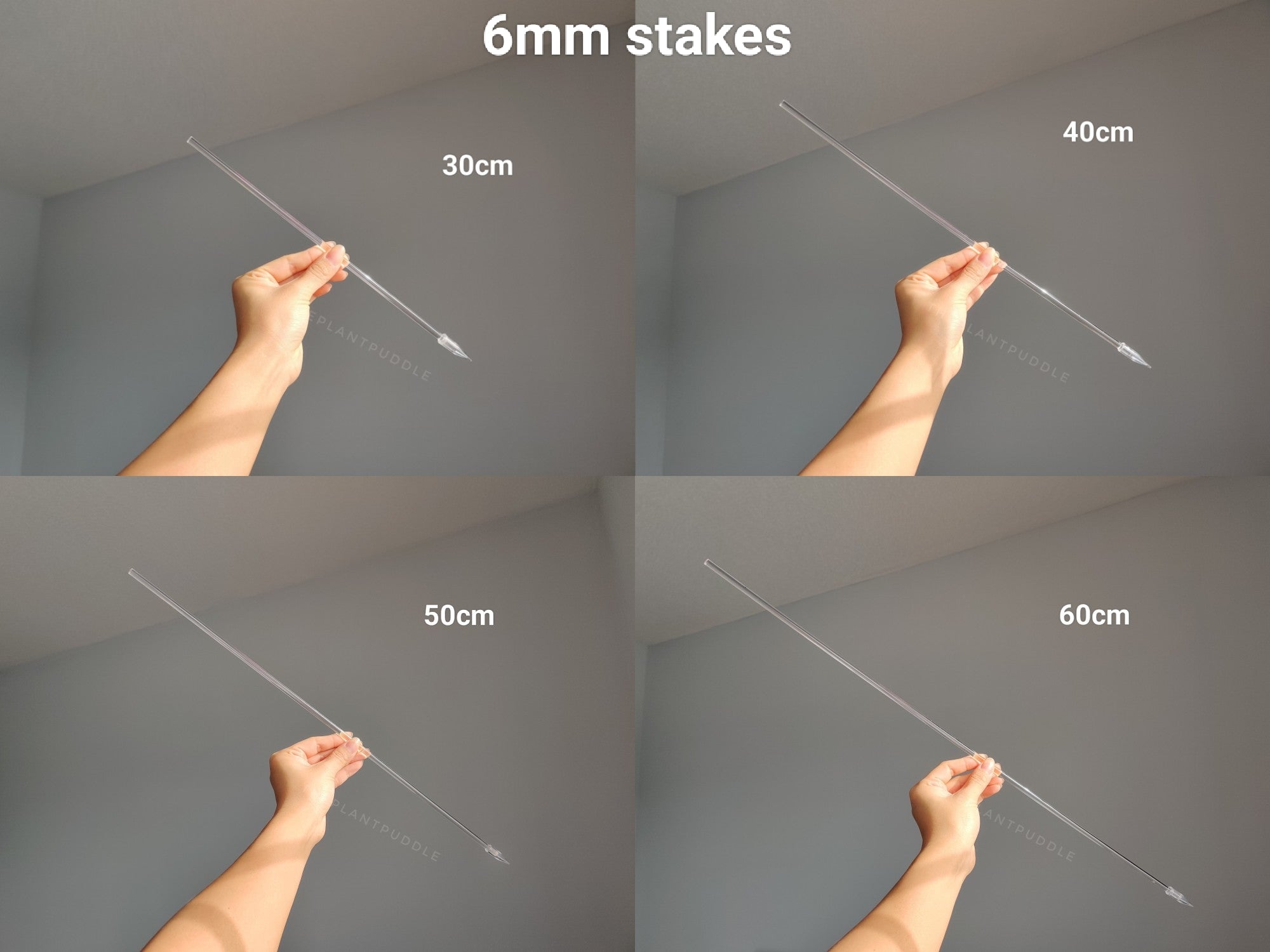 Straight Plant Stakes | 6mm and 8mm Clear Acrylic