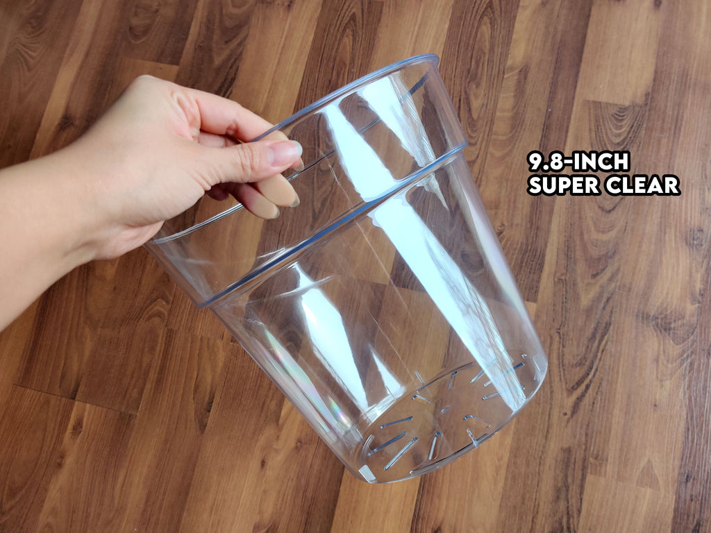 Round Clear Plant Pot | 10 Sizes with Drainage