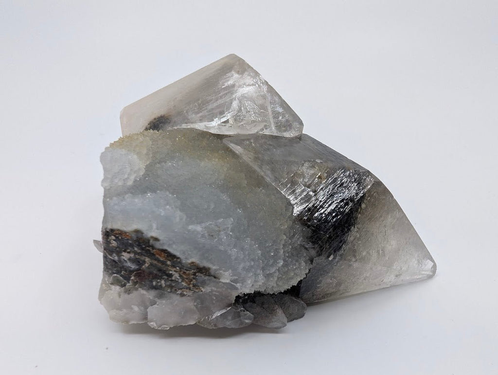 Twin Point Dogtooth Calcite with Dendritic Inclusions and Sugar Sphalerite