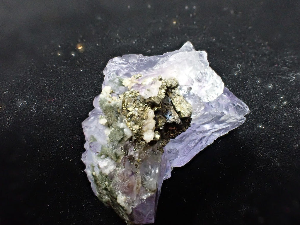 Vivid Purple Fluorite with Golden Pyrite | China
