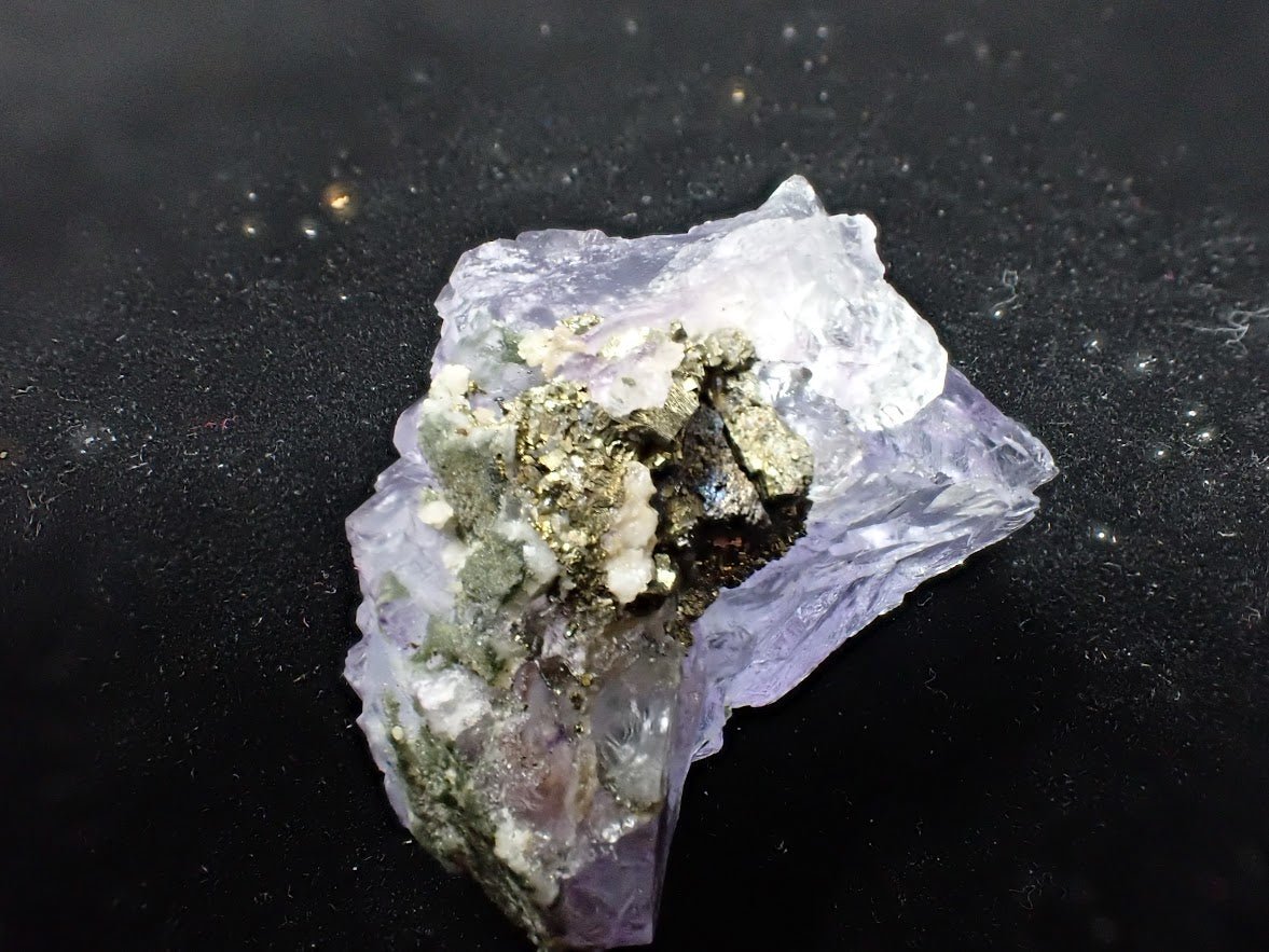 Vivid Purple Fluorite with Golden Pyrite | China
