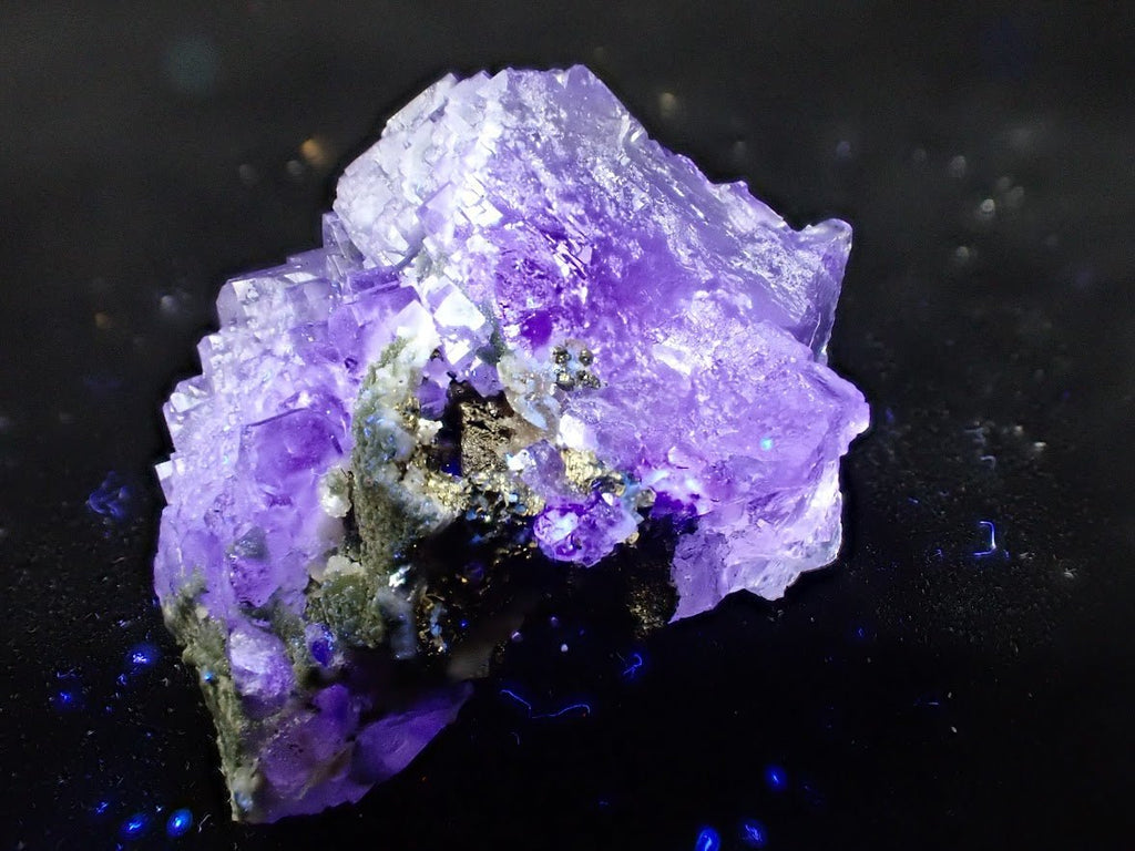 Vivid Purple Fluorite with Golden Pyrite | China