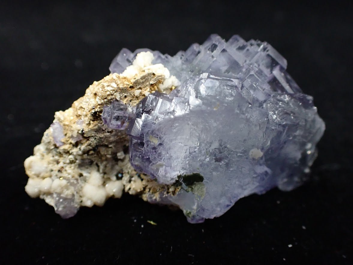 Vivid Purple Fluorite with Golden Pyrite | China