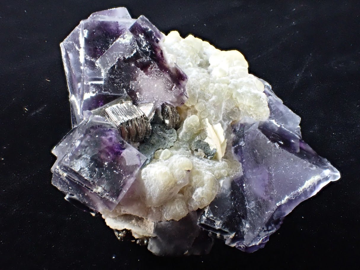Yindu Fluorite with Barite, Chalcedony and Pyrite – Inner Mongolia, China
